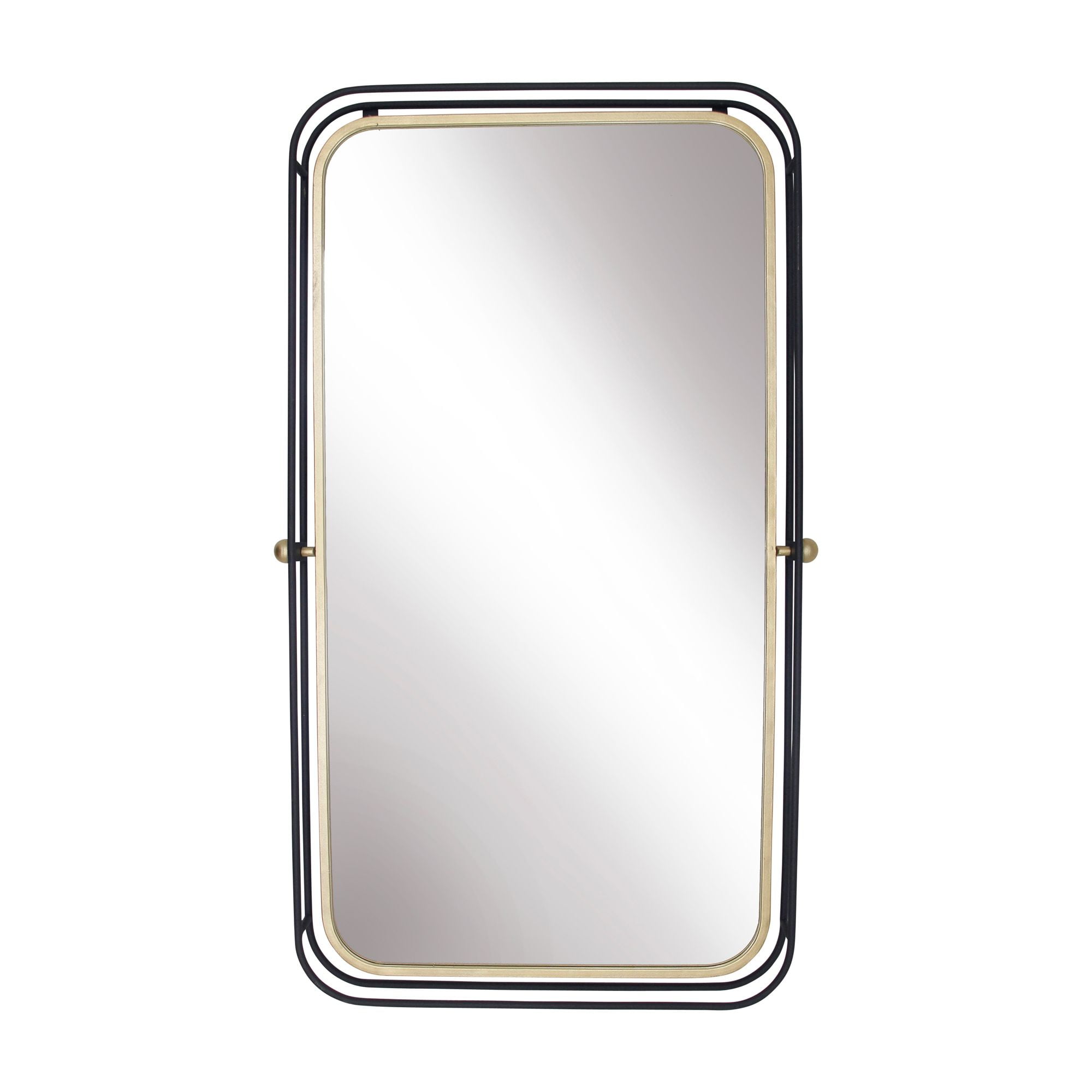 Kingston Living 36" Black and Gold Framed Rectangular Wall Mirror