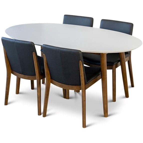 Kingston Modern Solid Wood Walnut Kitchen & Dining Room Table and Chairs for 4