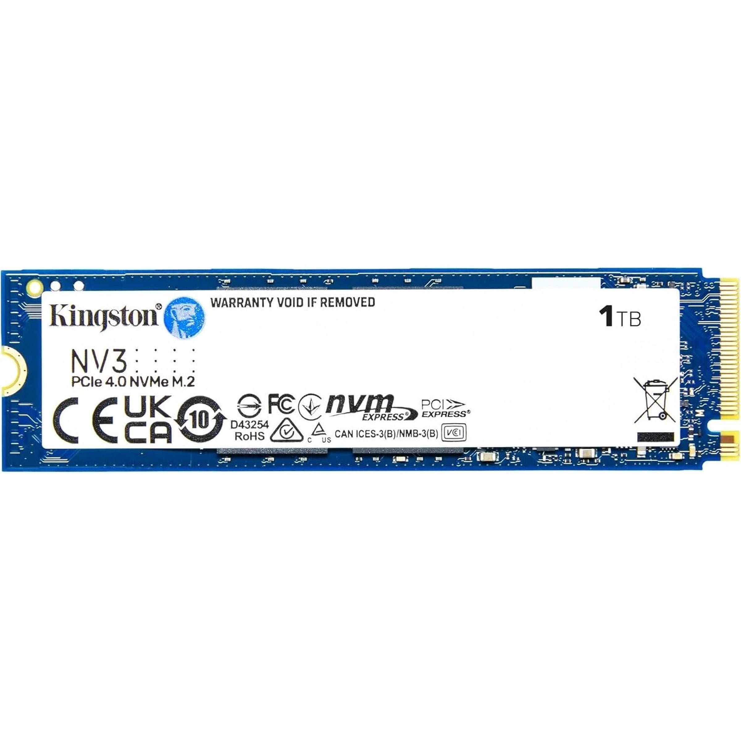 Kingston NV3 1TB M.2 2280 NVMe SSD PCIe 4.0 Gen 4x4 Up to 6000 MB/s SNV3S/1000G