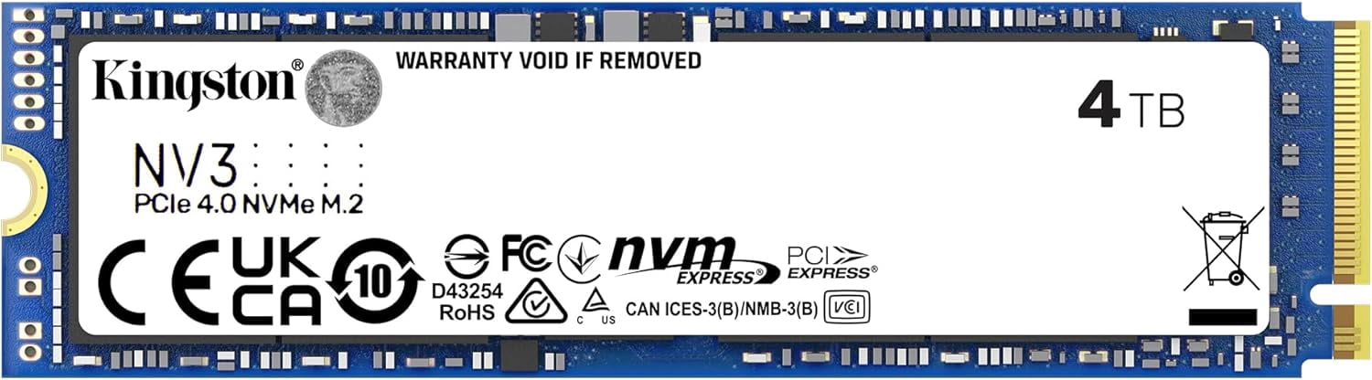 Kingston NV3 4TB M.2 2280 NVMe PCIe 4.0 x4 Internal SSD  Up to 6000MB/s Read, Gen4 Solid State Drive for PC & Laptop