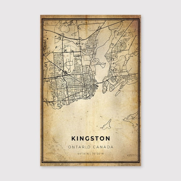 Kingston Ontario Map Print: Modern Vintage City Artfor Living Room Bedroom Office Farmhouse Neutral Home Artwork Ready to Hang 8x12 inch