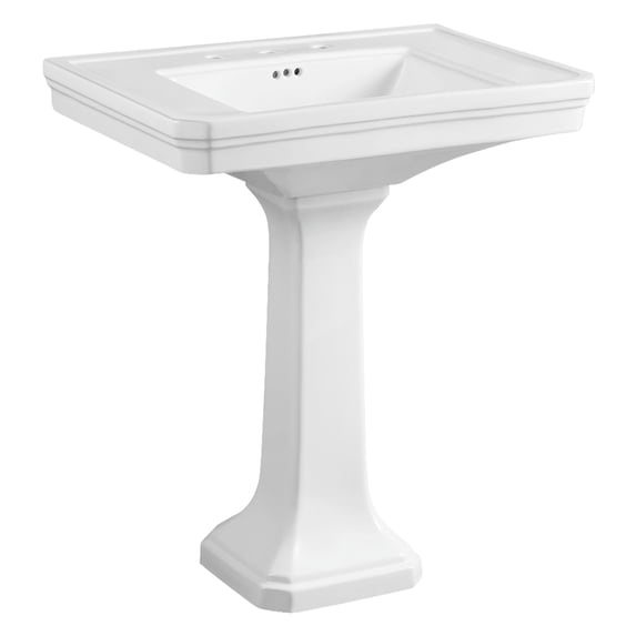 Kingston Brass VPB4308 Imperial 29-15/16 Inch Wall Mount Pedestal Sink (8-Inch, 3-Hole) in White