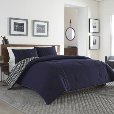 Eddie Bauer Home | Kingston Collection 216693 Kingston Reversible Comforter Set, Full/Queen, Navy, Full, Navy