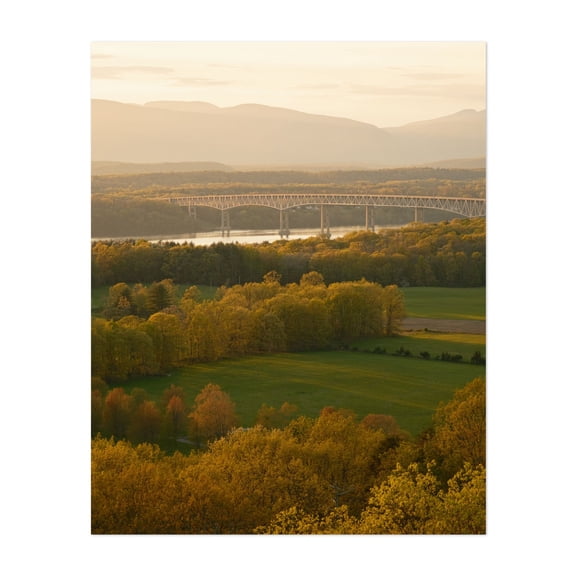 Kingston-Rhinecliff Bridge from Mount Rutsen - Rhinebeck New York Photography Landscape Bridge Autumn Nature Scenic Rural Sunset Unframed Wall Art Print 6 x 8 inches