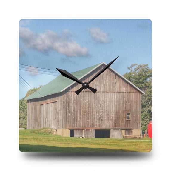 U R There Photography Kingston Road Grey Rustic Farmhouse Acrylic Analog Wall Clock