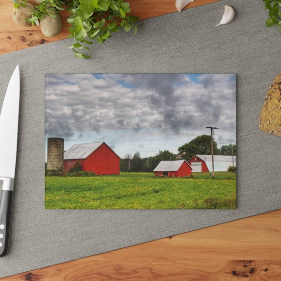 U R There Photography Kingston Road Trio III Rustic Farmhouse Tempered-Glass Cutting Board 8"x 11"