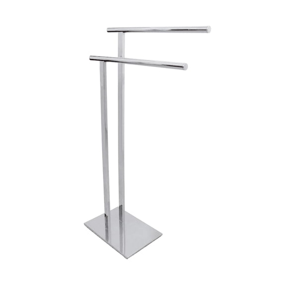 Kingston Brass SCC6031 Edenscape 32-7/16 Inch Freestanding Pedestal 2-Tier L-Shape Towel Rack in Polished Chrome