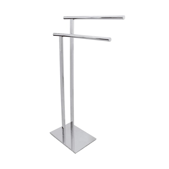 Kingston Brass SCC6031 Edenscape 32-7/16 Inch Freestanding Pedestal 2-Tier L-Shape Towel Rack in Polished Chrome