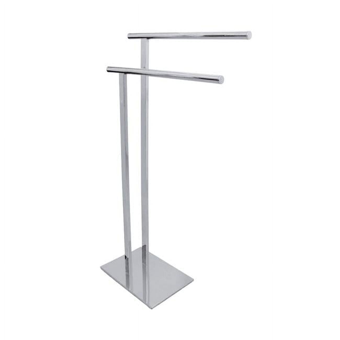Polished Chrome Stainless Steel Freestanding Double Towel Rack