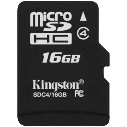 Kingston SDC4/16GB Class 4 microSDHC Card (16GB with Adapter)