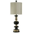 Kingston Table Lamp Black and Gold Finish White Hardback Fabric Shade