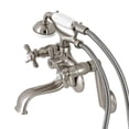 thumbnail image 1 of Kingston Tub Wall Mount Clawfoot Tub Faucet with Hand Shower, Brushed Nickel, 1 of 1