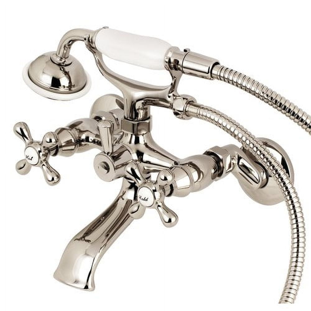 Kingston Tub Wall Mount Clawfoot Tub Faucet with Hand Shower, Polished  Nickel - 9.56 x 6 x 8.94 in. 