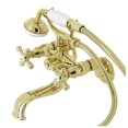 thumbnail image 1 of Kingston Wall Mount Clawfoot Tub Faucet with Hand Shower, Polished Brass, 1 of 1