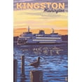 thumbnail image 1 of Kingston, Washington, Ferry Sunset and Gull (24x36 Giclee Gallery Art Print, Vivid Textured Wall Decor), 1 of 3