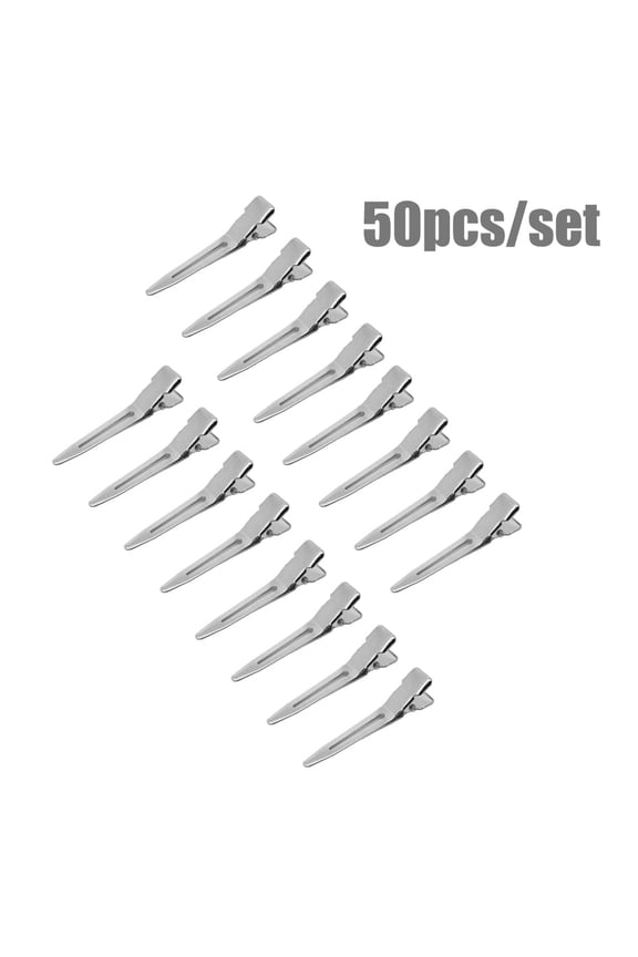 50 Pack 1.75 Inches Single Prong Curl Metal Hair Clips for Dreads Lock Clips Hair Alligator Clips Silver Section Clips Metal Alligator Clips Hair Pins Clips for Hair Extensions