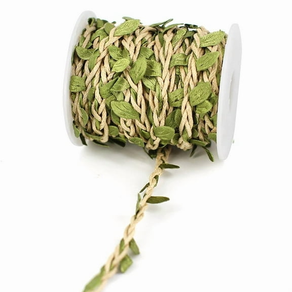Kingswick 66 feet Natural Twine Green Leaf Jute 3ply 2MM Rope Hemp Burlap Ribbon String Heavy Duty Hanging Gardening Decoration or for Arts and Crafts