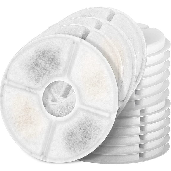Kingswick Cat Water Fountain Filter Round, 10 Filters Pack, Compatible with Most Cat Fountain and Pet Water Fountain, Activated Carbon Filter