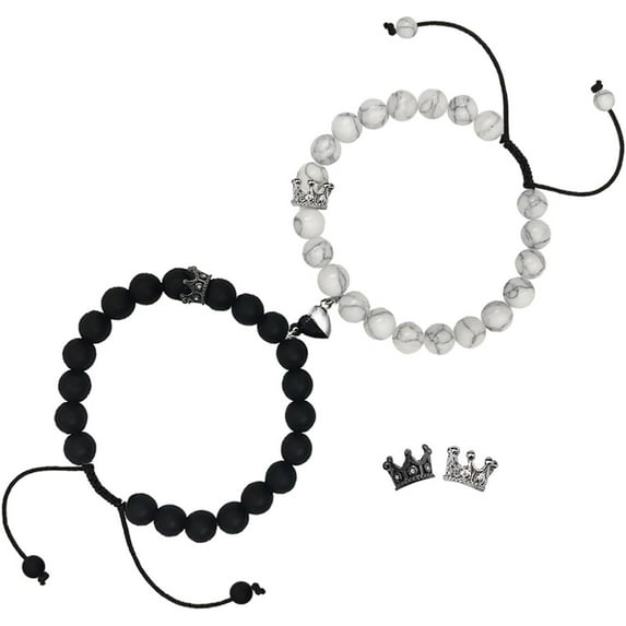 Kingswick Couple Bracelets, Crown Couple Bracelets, Matching Bracelets for Couples, King & Queen Crown Bracelets for Valentine's Day, Engagement, Wedding, Anniversary