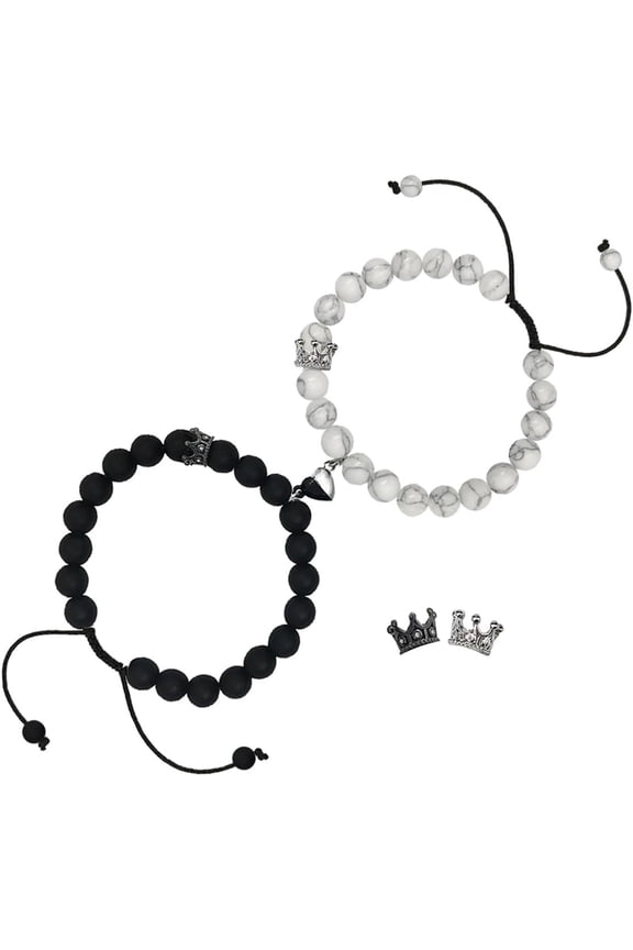 Couple Bracelets, Crown Couple Bracelets, Matching Bracelets for Couples, King & Queen Crown Bracelets for Valentine's Day, Engagement, Wedding, Anniversary
