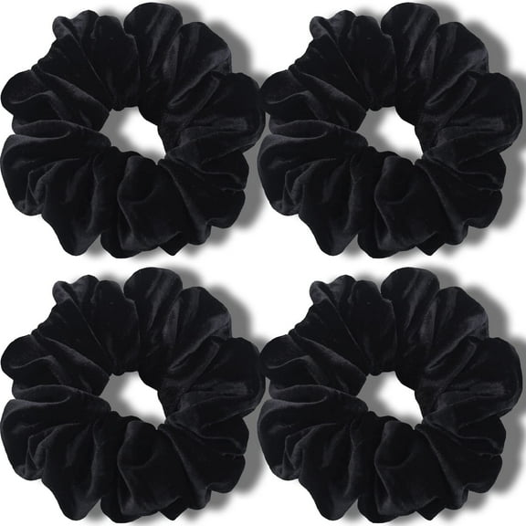 Kingswick Extra Large Hair Bands for Women's Thick Hair, Premium Velvet Soft Large Hair Bands, XL 6-Inch Large Elastic Hair Tie, Set of 4,Black