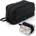 thumbnail image 1 of Kingswick Large Capacity Pencil Case 4 Compartments, Pencil Case with Zipper Portable Handle (Black), 1 of 6