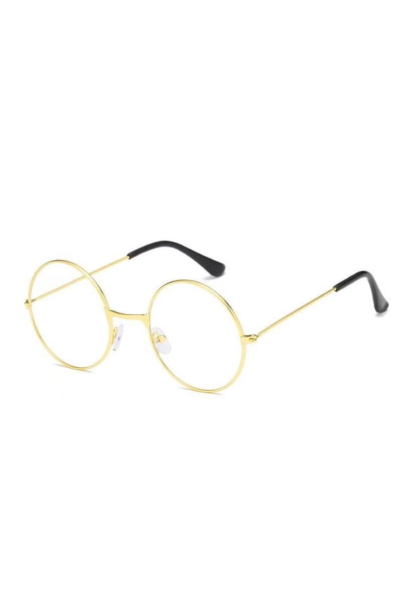 Metal Frame Round Glasses Clear Lens Glasses Lightweight Circle Eyeglasses for Women Men,Golden