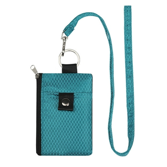 Kingswick Neck Hanging Card Holder with Lanyard Student ID Sleeve Transparent Window Waterproof Zipper Closure Lightweight Change Coin Purse RFID Blocking Travel Wallet