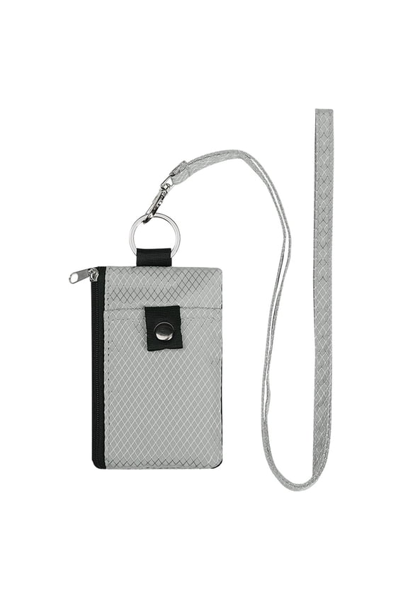 Neck Hanging Card Holder with Lanyard Student ID Sleeve Transparent Window Waterproof Zipper Closure Lightweight Change Coin Purse RFID Blocking Travel Wallet