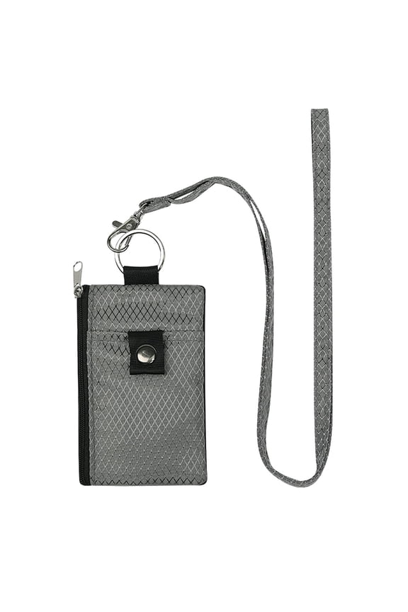 Neck Hanging Card Holder with Lanyard Student ID Sleeve Transparent Window Waterproof Zipper Closure Lightweight Change Coin Purse RFID Blocking Travel Wallet
