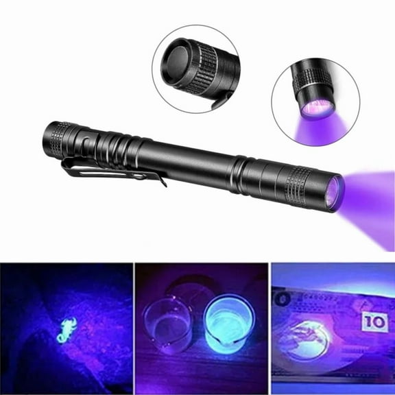 Kingswick-UV Black Light Flashlight Small Blacklight Flashlights Pen Lights for Leak, Pet Urine, Hotel Inspection, Dry Stain and Dye Detector, 5.2 Inches Long