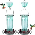 thumbnail image 1 of Kingsyard 2 Pack Glass Hummingbird Feeder with Ant Moat for Outdoors, 16 oz, 6 Feeding Ports, Green, 1 of 6