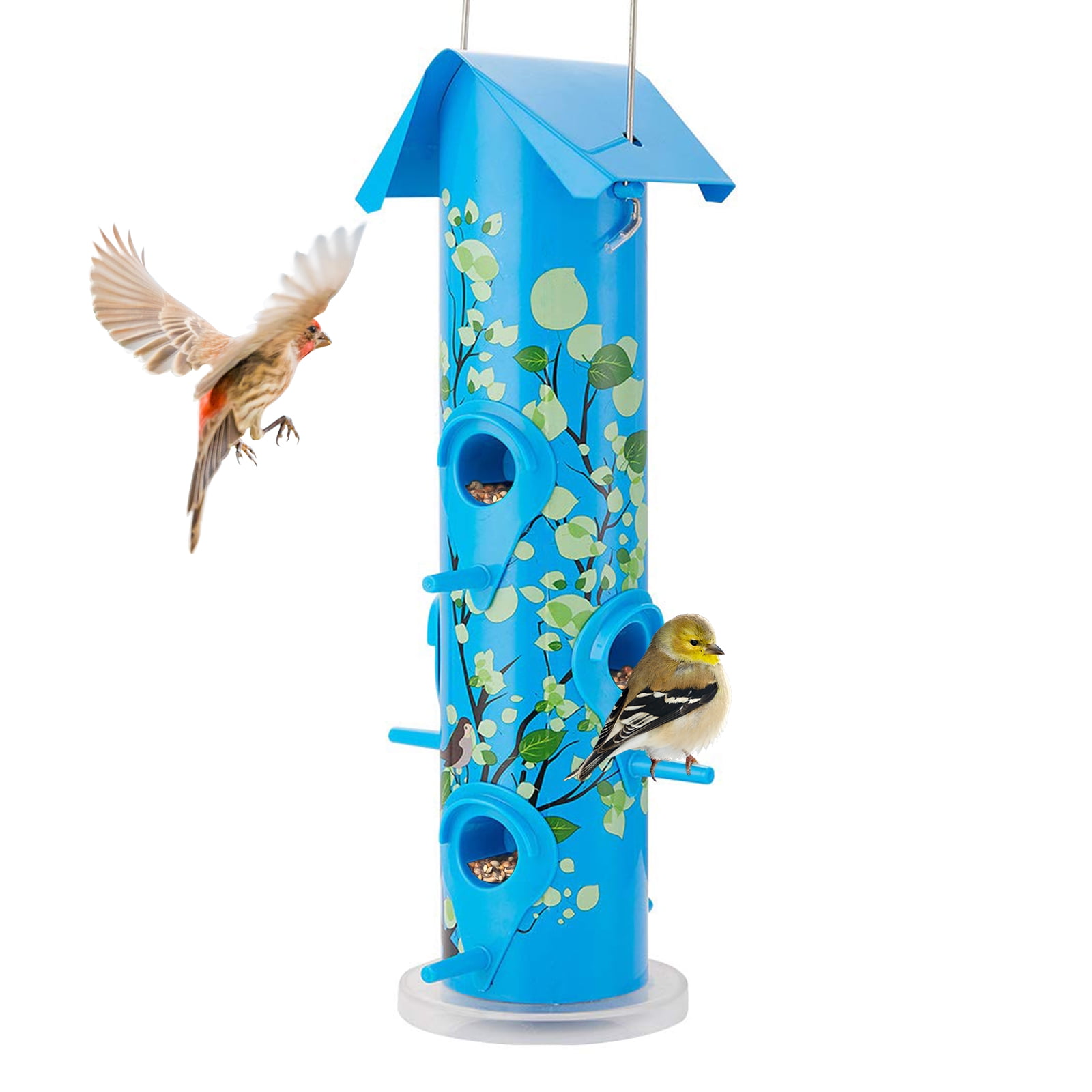 Kingsyard 6Ports Metal Tube Bird Feeder for Outside Hanging, Durable