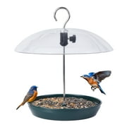 Kingsyard Adjustable Metal Wild Bird Platform Feeder with Clear Dome, 2.5 lb Capacity, Green