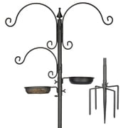 Kingsyard Bird Feeding Station Kit, 85" Bird Feeder Pole with 5-Prong Base, Bird Feeder Stand for Outdoors Hanging Bird Feeders, Upgraded in Stability, Black