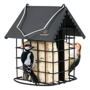 Kingsyard Double Suet Feeder, All Metal, Outdoor Hanging Cage Bird Feeder for Wild Bird, Black
