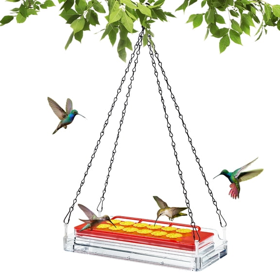 Kingsyard Dual-Use Hummingbird Feeder for Outdoors Hanging & Window Installation, 26 oz, 12 Ports