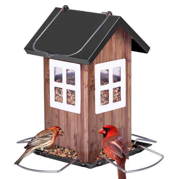 Kingsyard Farmhouse Wild Bird Feeder Metal Bird House Feeders for Outdoors Hanging 0.8lb Seed Capacity Unique Bird Feeders for Cardinal Finch Garden Yard Decoration