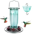 Kingsyard Glass Hummingbird Feeder, 6 Feeding Ports, Leak Proof, Green