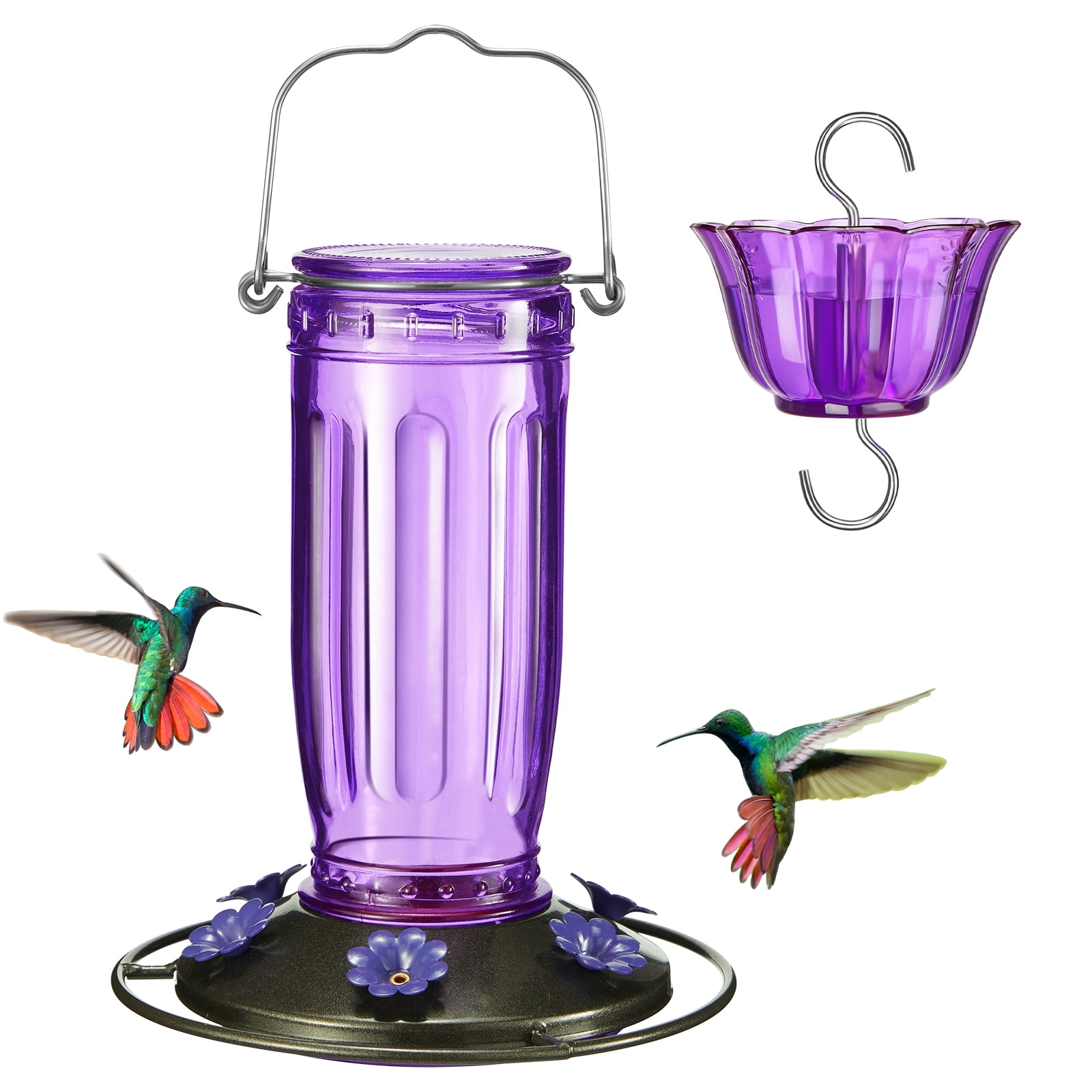 Kingsyard Glass Hummingbird Feeder with 6 Feeding Ports and Ant Moat