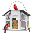thumbnail image 1 of Kingsyard Metal Bird Feeder House for Outdoors Hanging, Triple Feeders for Finch Cardinal, White, 1 of 7