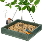 Kingsyard Recycled Plastic Platform Bird Feeder for Outdoor Hanging, Sturdy & Durable, Green