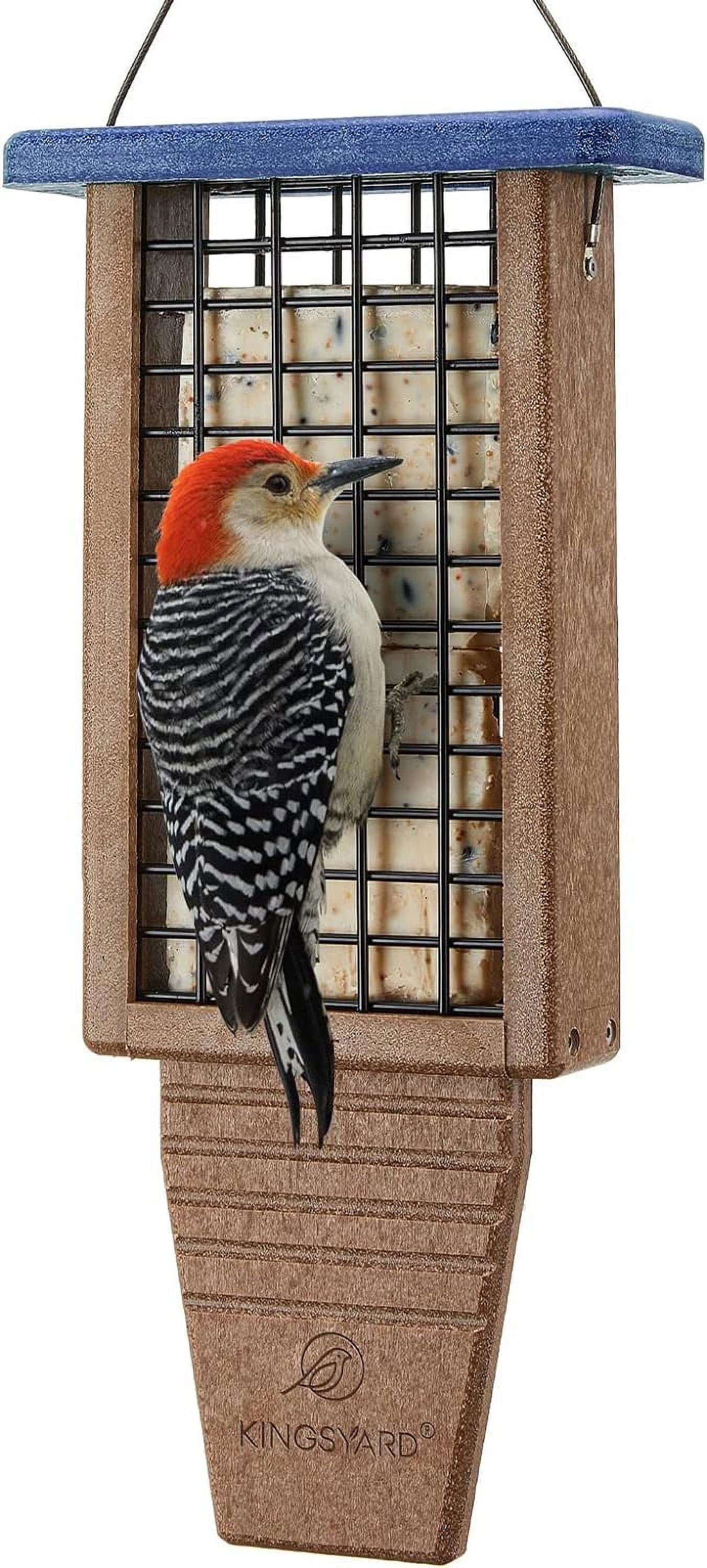 Kingsyard Recycled Plastic Suet Bird Feeder, Double Capacity Tail-Prop ...
