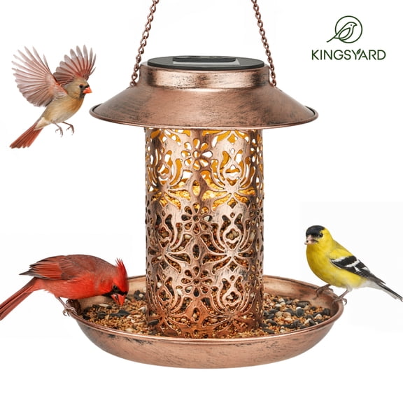Kingsyard Solar Powered Multi-Bird Lantern Feeder, Bronze