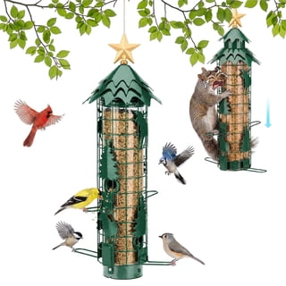 Kingsyard Squirrel Proof Tube Bird Feeders for Outdoors Hanging, Green