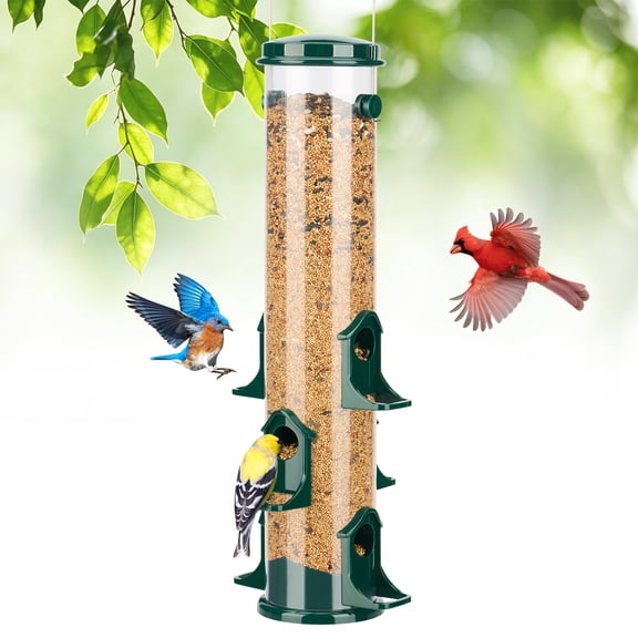 Kingsyard Tube Bird Feeder for Outdoor Hanging, Green