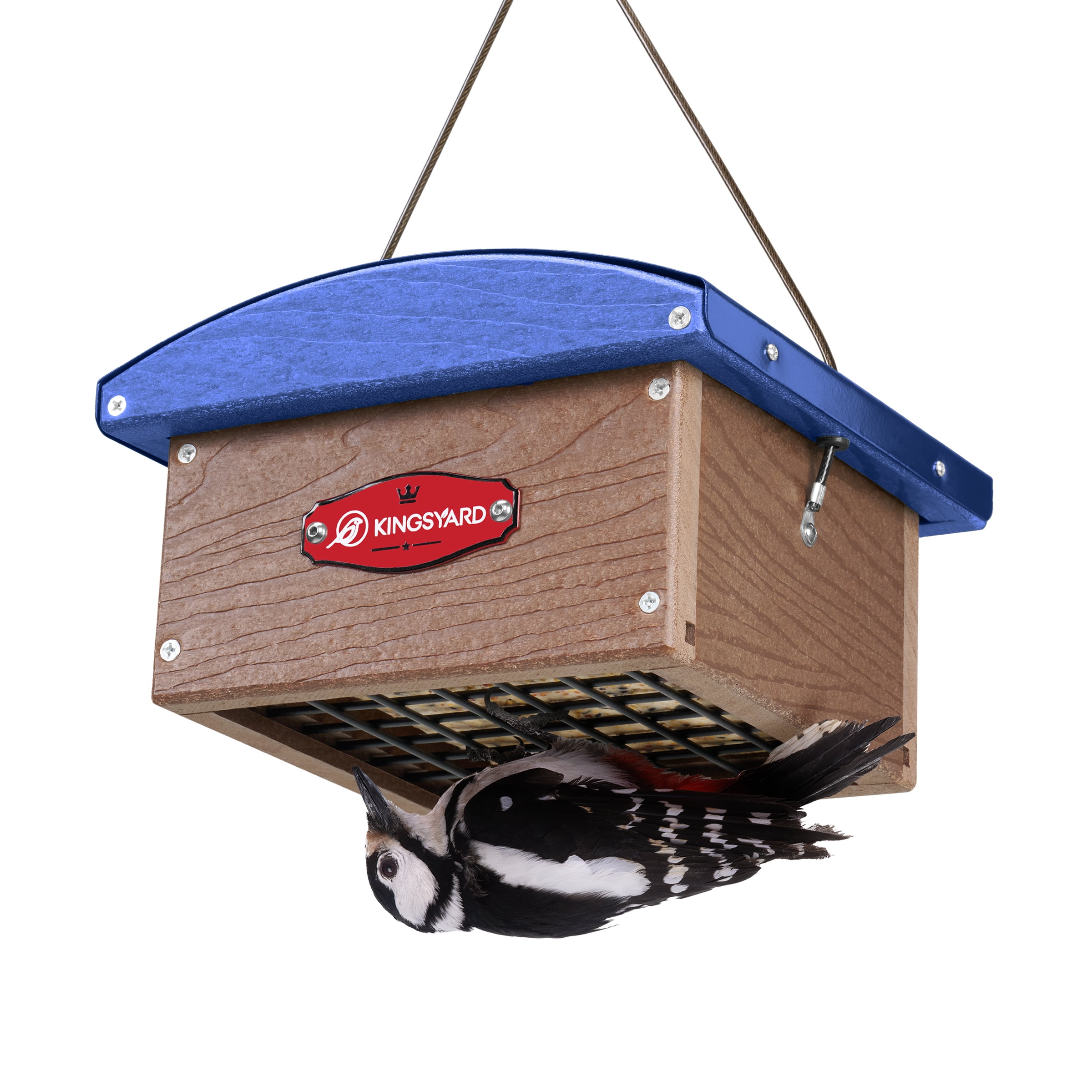 Kingsyard Upside Down Double Suet Feeder with Metal Weatherproof Roof