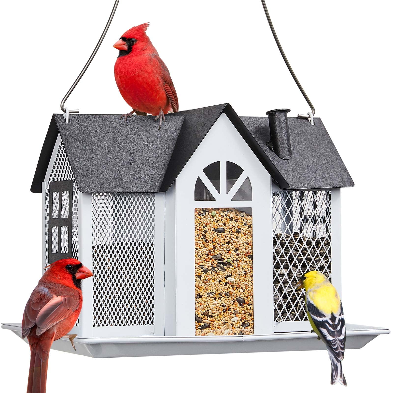 バードモア BIRDMORE More Birds Outdoor Large Metal Seed Feeder for Finches with