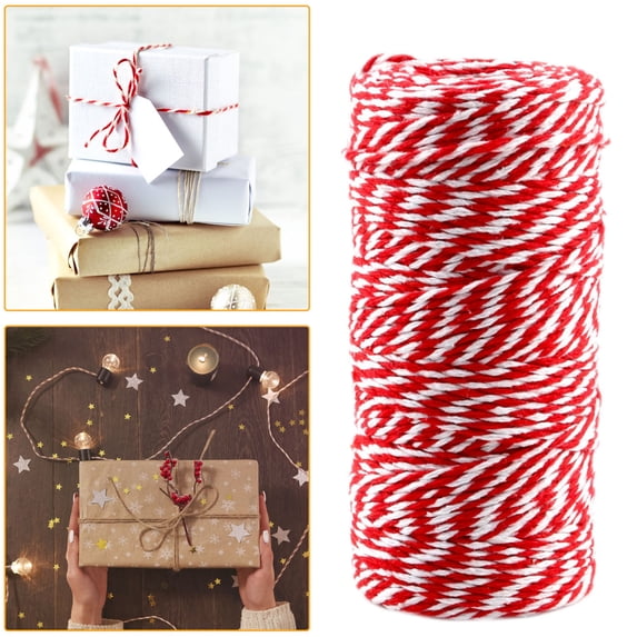 Kingtowag 100M Red White Handmade Hemp Rope 2Mm Diy, Hemp Twine Burlap String for Eco-Friendly Crafting, Gift Wrapping and Rustic Decor Jute Cord