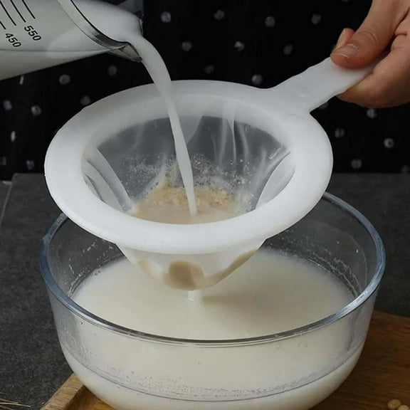 Kingtowag 200 Mesh Nylon Juice Strainer, Mesh Strainer Nylon Juice Sieve, with Handle, for Kitchen Utensils and Filtering.